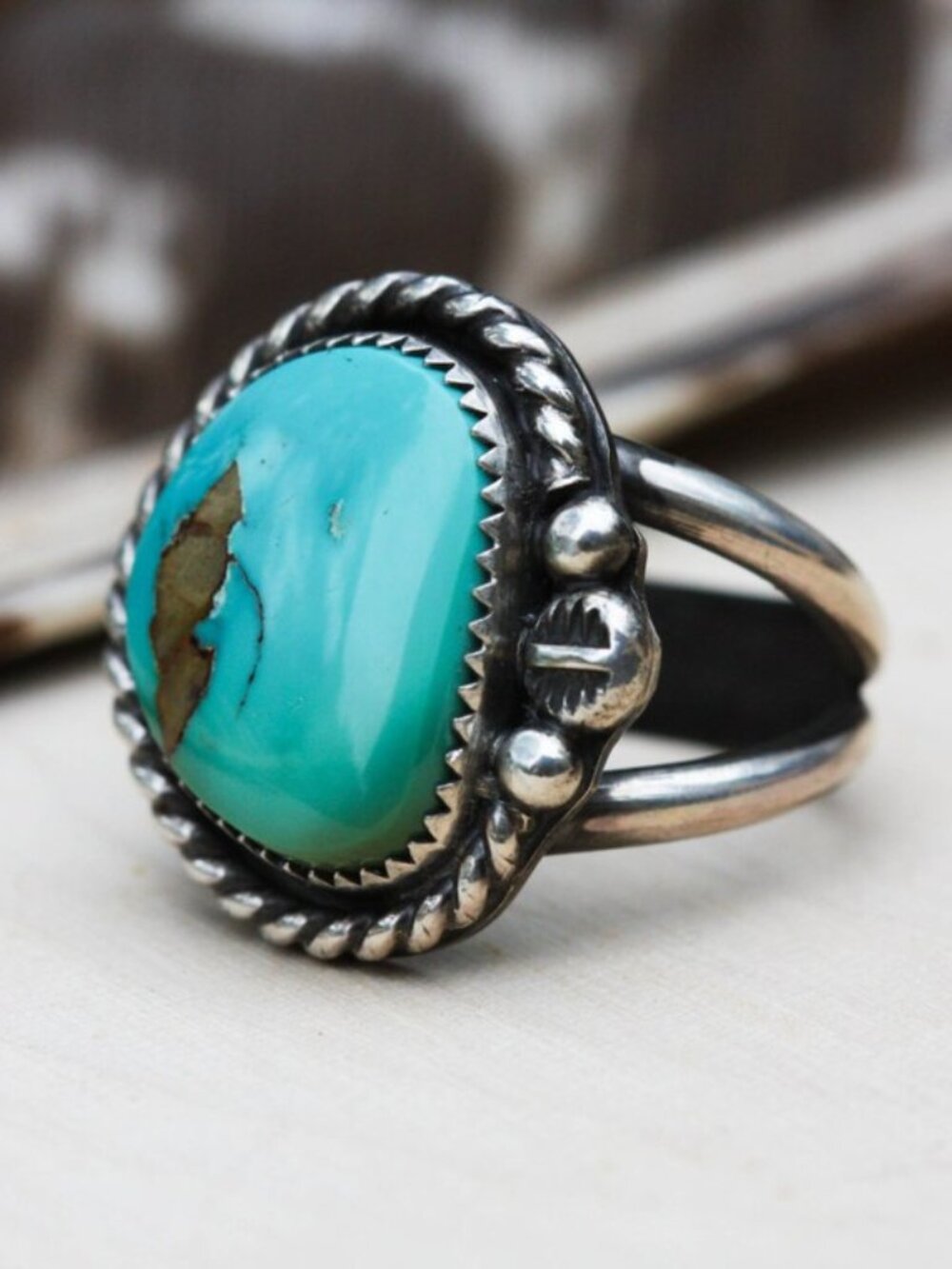 Turquoise ring, size 6.75 - Picture 2 of 6